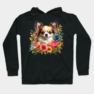 A chihuahua with beautiful colorful flowers Hoodie